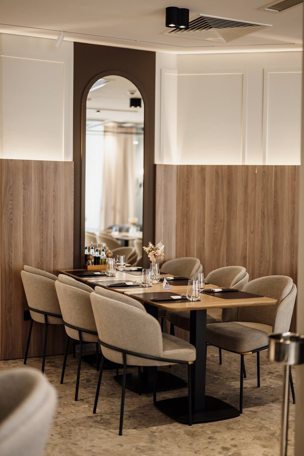 Wooden dining chairs and table